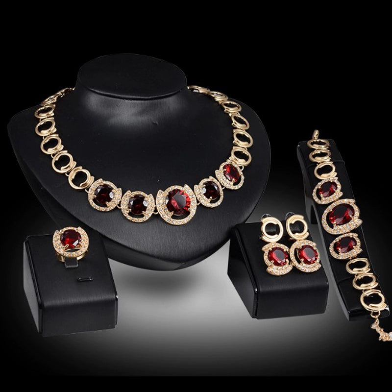 Fashion Inlaid Jewel Rhinestone Clavicle Chain Women's Banquet Earrings
