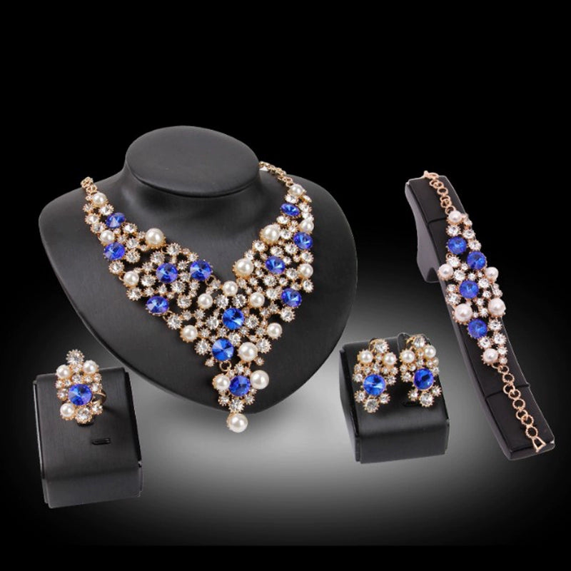 Fashion Inlaid Jewel Rhinestone Clavicle Chain Women's Banquet Earrings