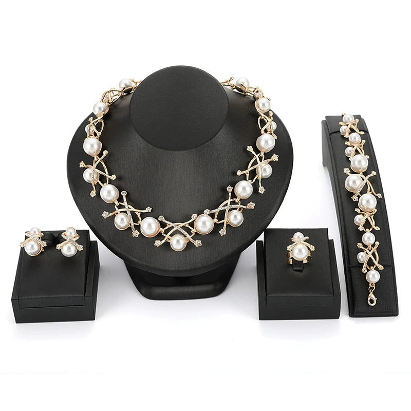 Fashion Inlaid Jewel Rhinestone Clavicle Chain Women's Banquet Earrings