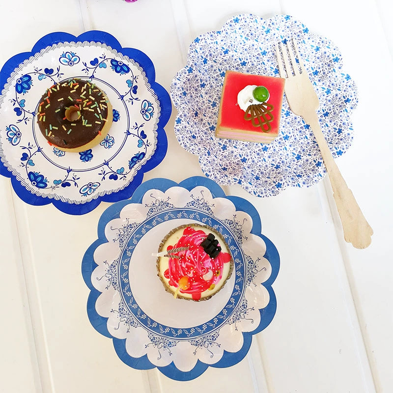 Blue and White Porcelain Series Disposable Paper Plate Chinese Style