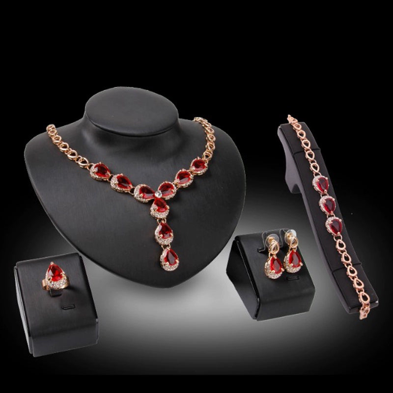 Fashion Inlaid Jewel Rhinestone Clavicle Chain Women's Banquet Earrings