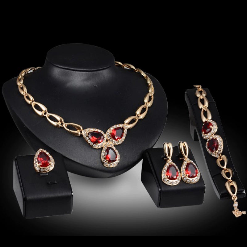 Fashion Inlaid Jewel Rhinestone Clavicle Chain Women's Banquet Earrings