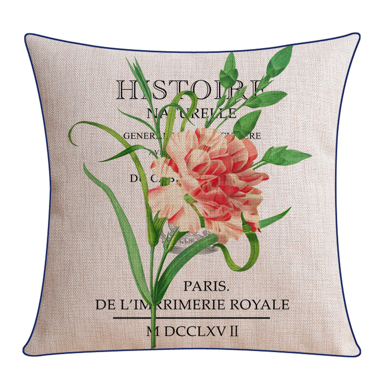 Sofa Pillow Cotton and Linen Thick Flower and Bird Back Seat Cushion Pillow Office
