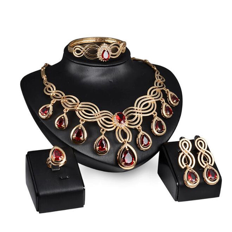 Fashion Inlaid Jewel Rhinestone Clavicle Chain Women's Banquet Earrings