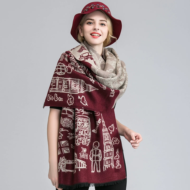 Women's Extra Large Scarf Long Double-Sided all season