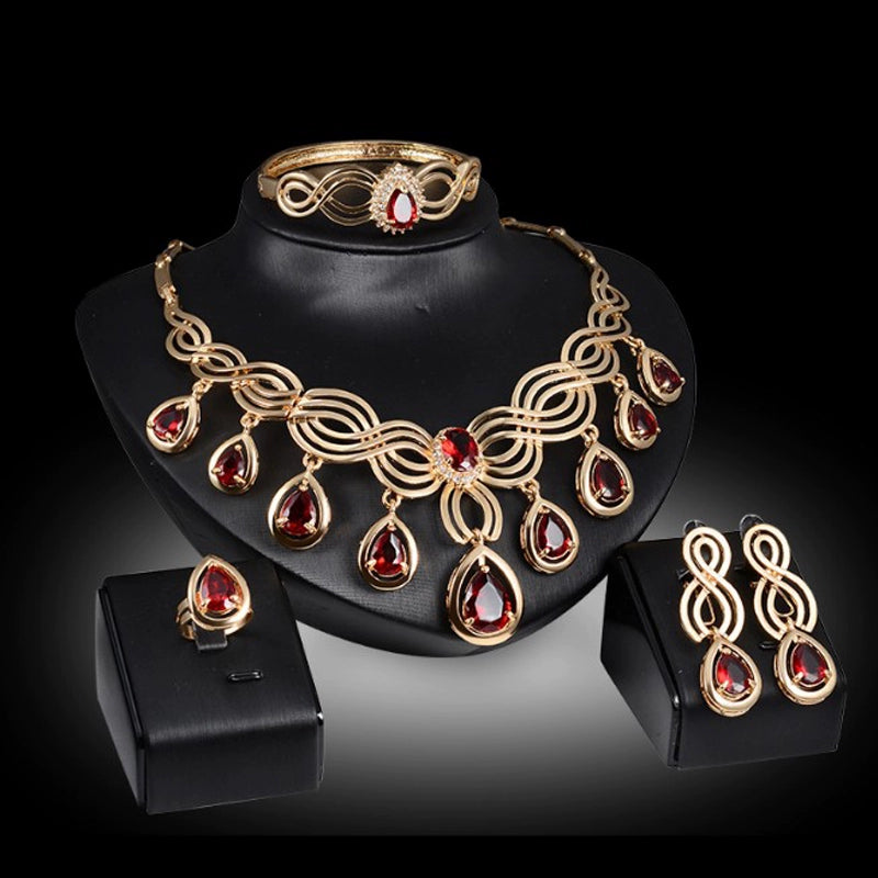 Fashion Inlaid Jewel Rhinestone Clavicle Chain Women's Banquet Earrings