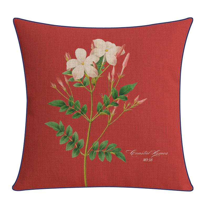 Sofa Pillow Cotton and Linen Thick Flower and Bird Back Seat Cushion Pillow Office