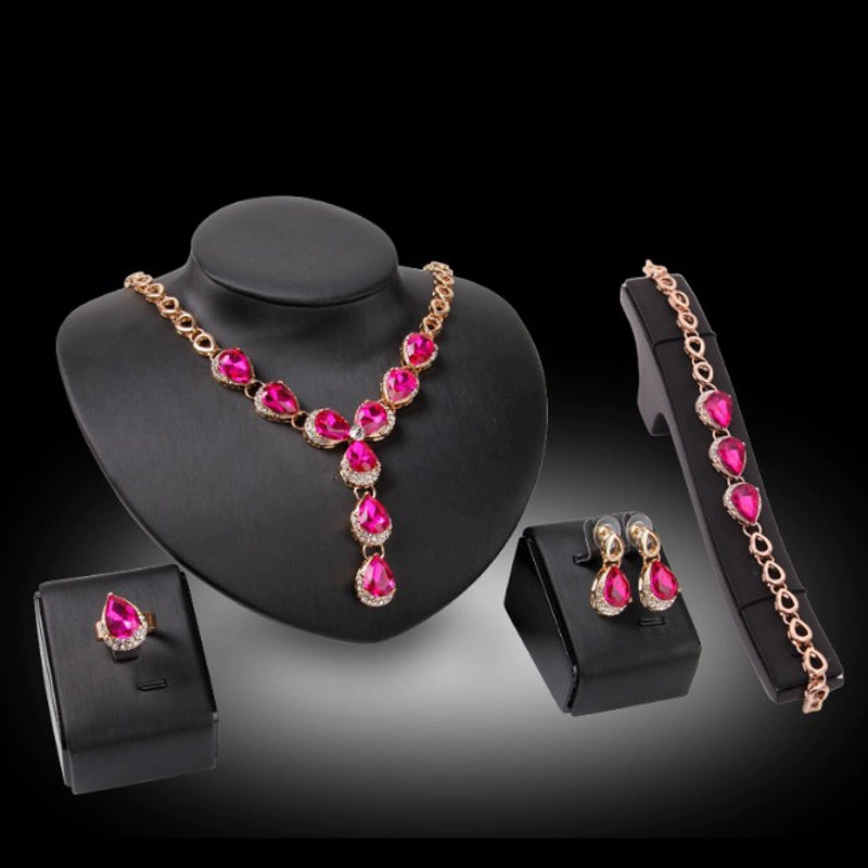 Fashion Inlaid Jewel Rhinestone Clavicle Chain Women's Banquet Earrings