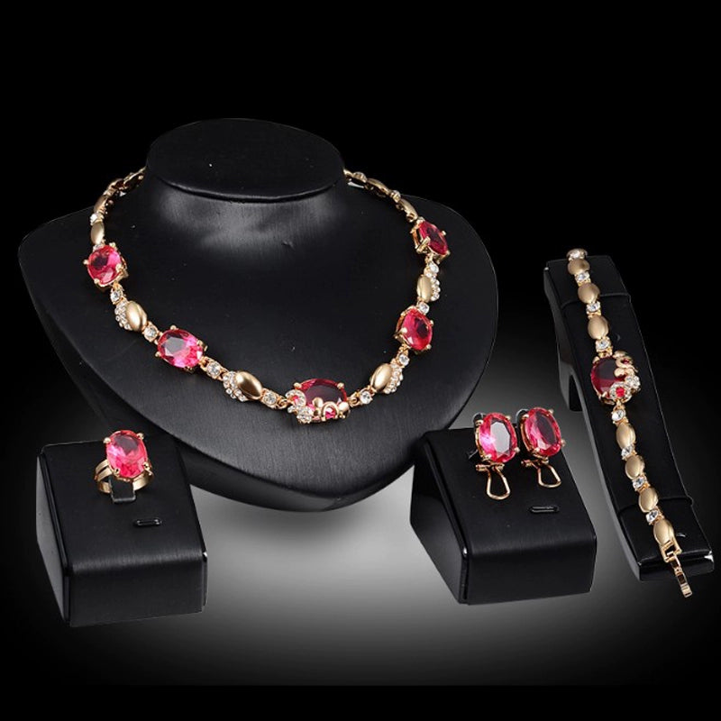 Fashion Inlaid Jewel Rhinestone Clavicle Chain Women's Banquet Earrings