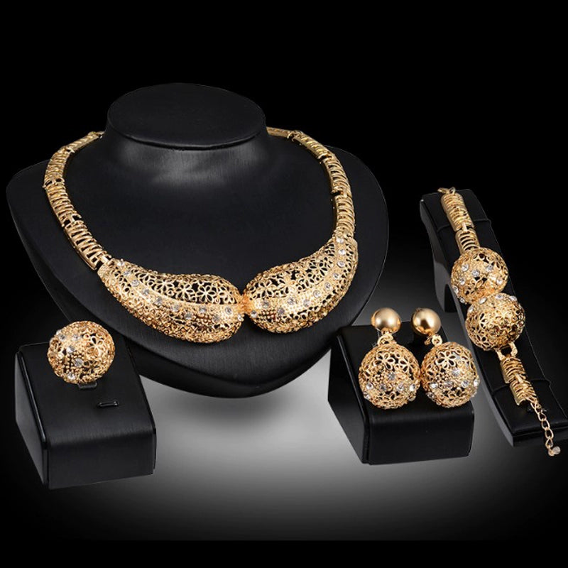 Fashion Inlaid Jewel Rhinestone Clavicle Chain Women's Banquet Earrings