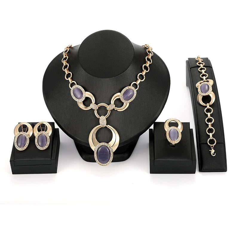 Fashion Inlaid Jewel Rhinestone Clavicle Chain Women's Banquet Earrings