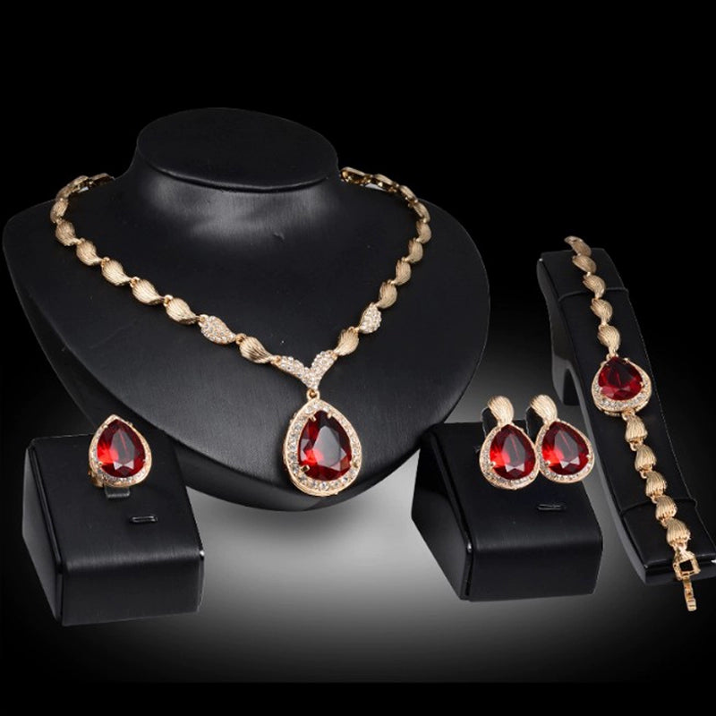 Fashion Inlaid Jewel Rhinestone Clavicle Chain Women's Banquet Earrings