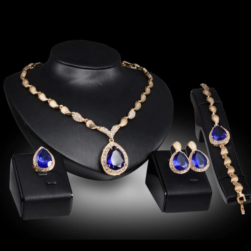 Fashion Inlaid Jewel Rhinestone Clavicle Chain Women's Banquet Earrings
