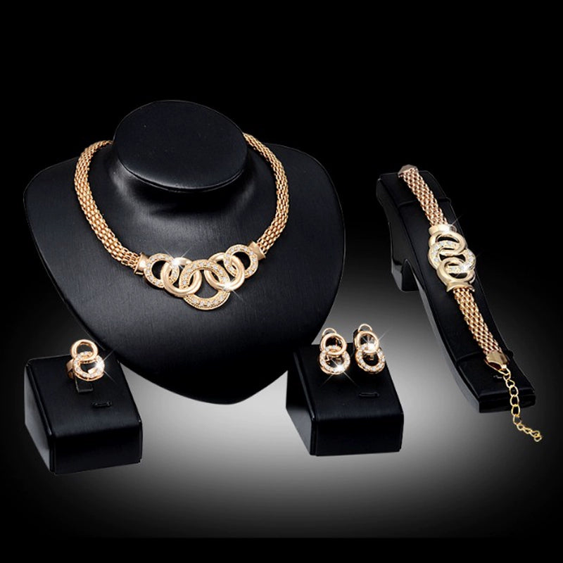 Fashion Inlaid Jewel Rhinestone Clavicle Chain Women's Banquet Earrings