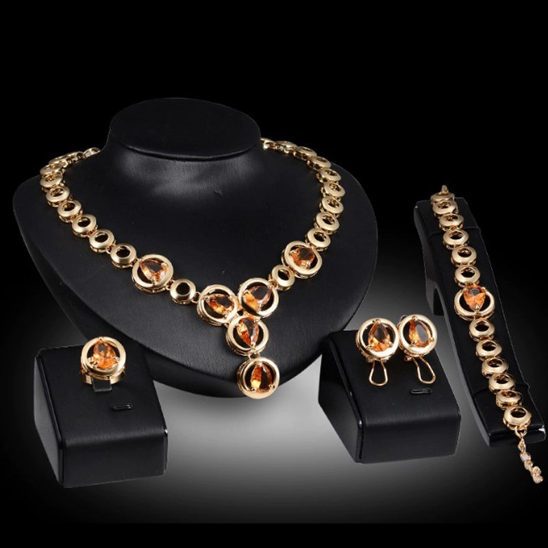 Fashion Inlaid Jewel Rhinestone Clavicle Chain Women's Banquet Earrings