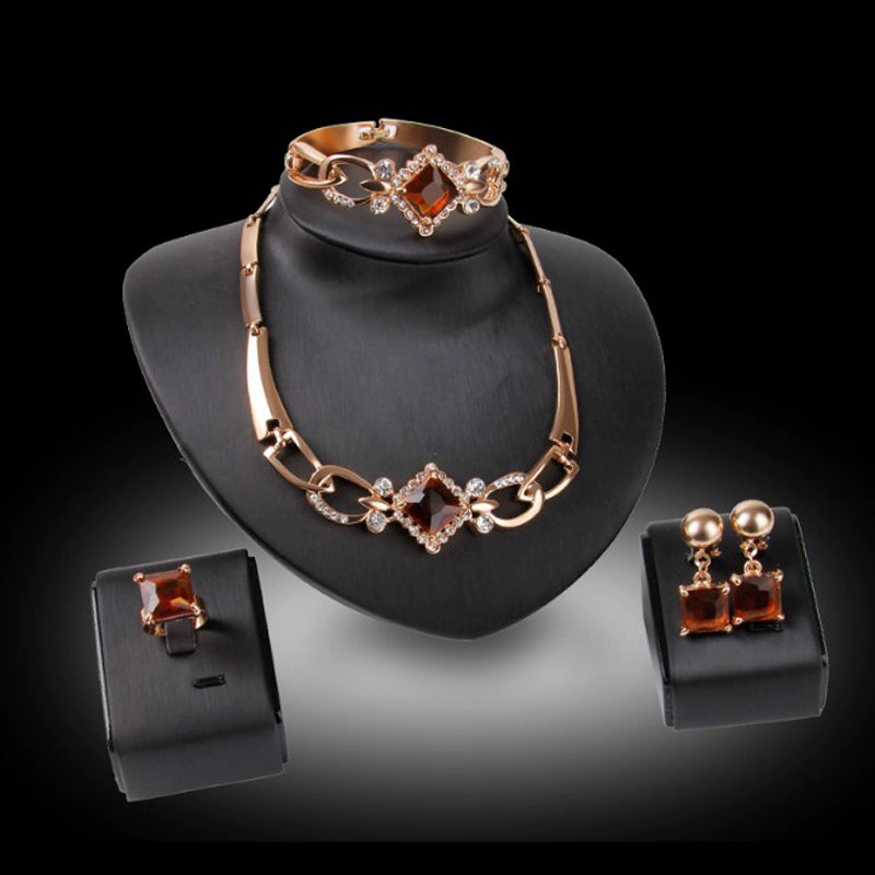 Fashion Inlaid Jewel Rhinestone Clavicle Chain Women's Banquet Earrings