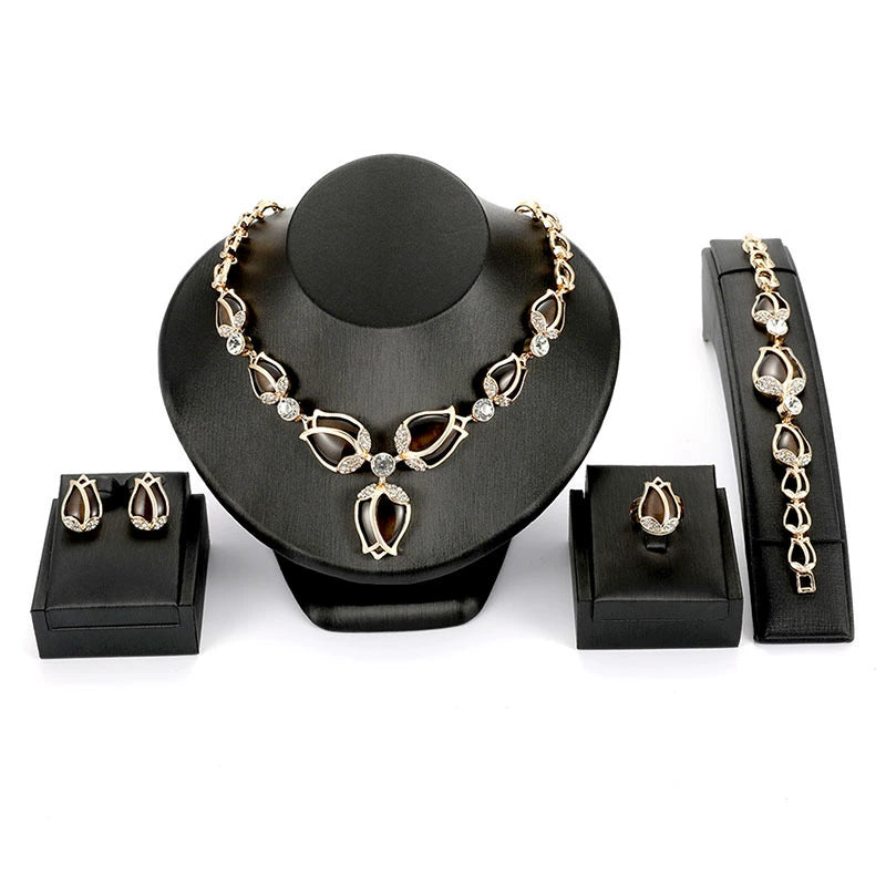 Fashion Inlaid Jewel Rhinestone Clavicle Chain Women's Banquet Earrings