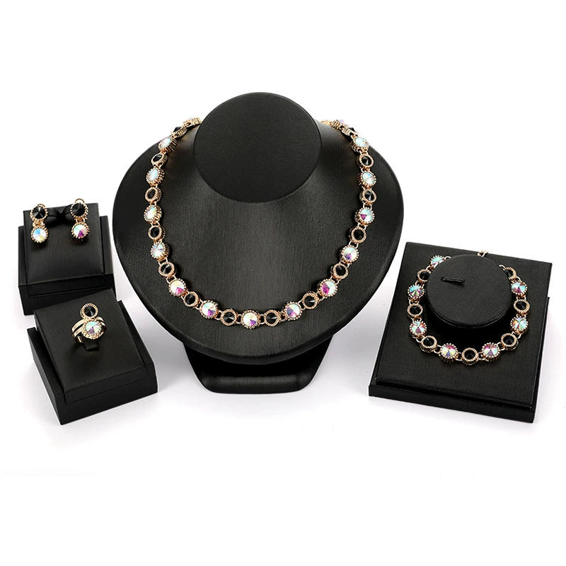 Fashion Inlaid Jewel Rhinestone Clavicle Chain Women's Banquet Earrings
