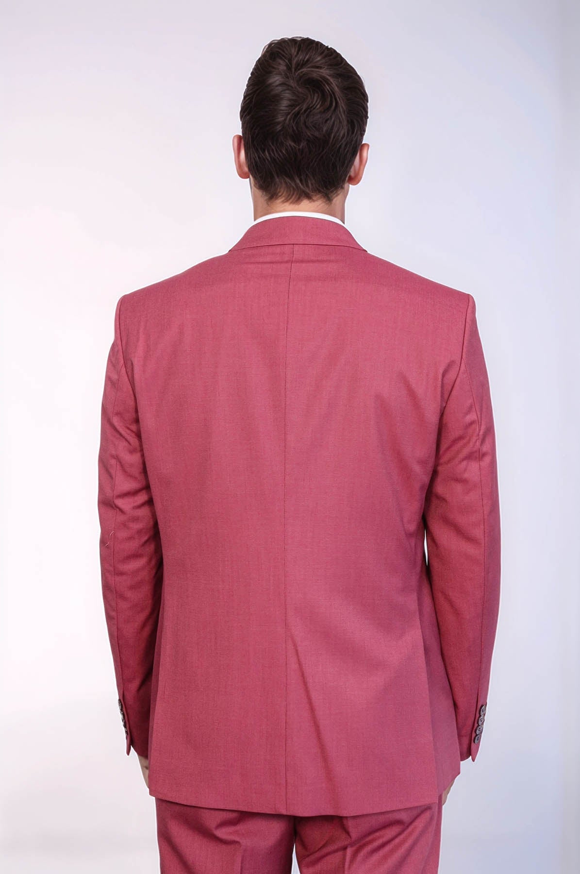 2 Piece Patterned Slim Fit Magenta Men Suit - Wessi