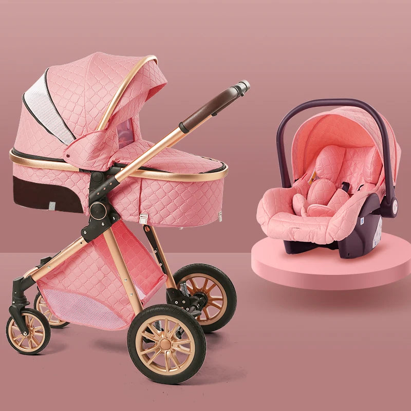 Luxury Baby Stroller 3 in 1 High Landscape Portable Infant Carrier w Car Seat