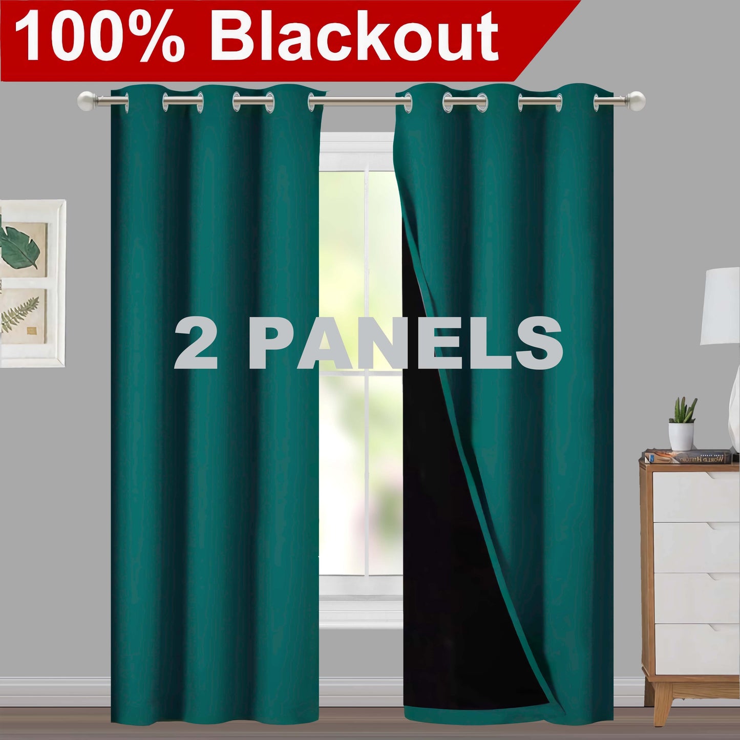 1pc Classic Blackout Curtains with Grommet Thermal Insulated Living Room Bedroom Kitchen Bathroom