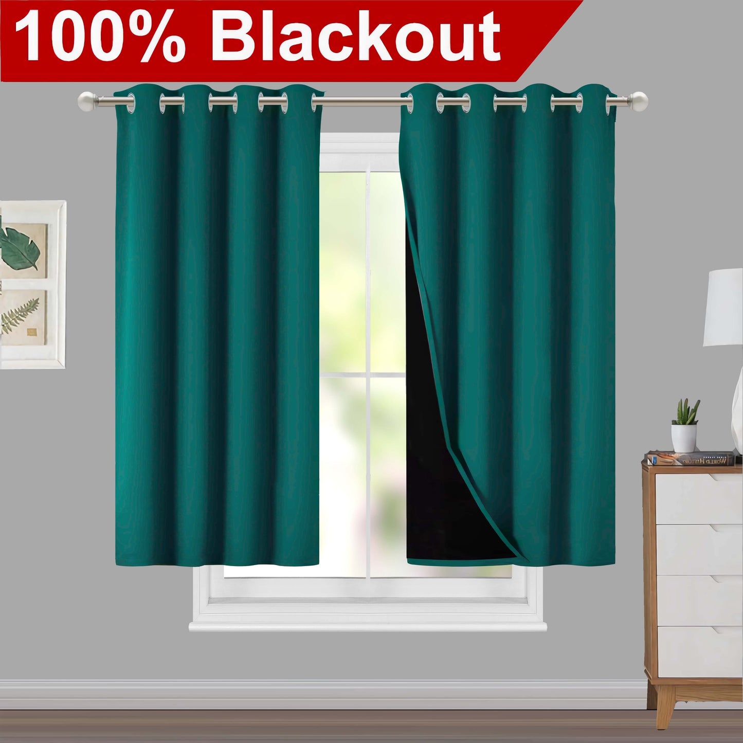1pc Classic Blackout Curtains with Grommet Thermal Insulated Living Room Bedroom Kitchen Bathroom