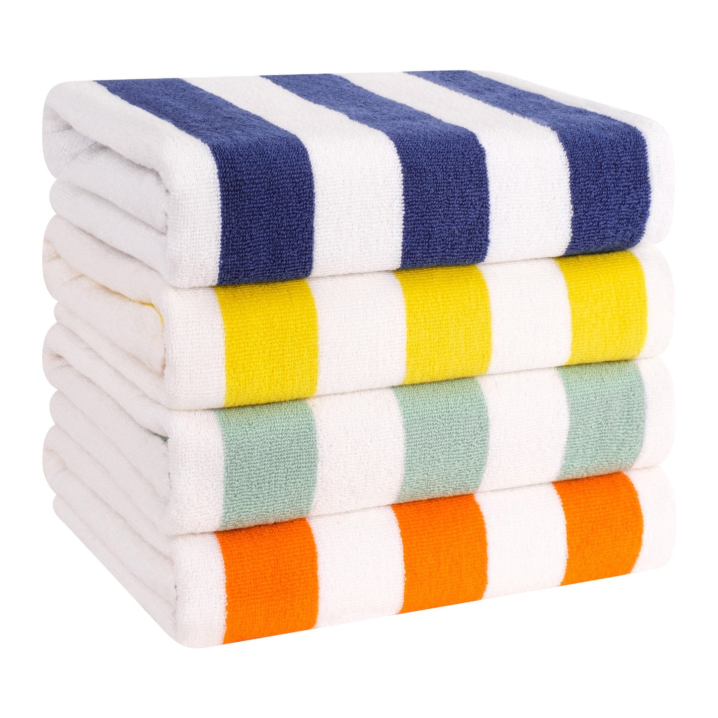 American Soft Linen, Premium Cotton 4 Pack Beach Towels, Cabana Striped - Mix Color - 8 Set Case Pack