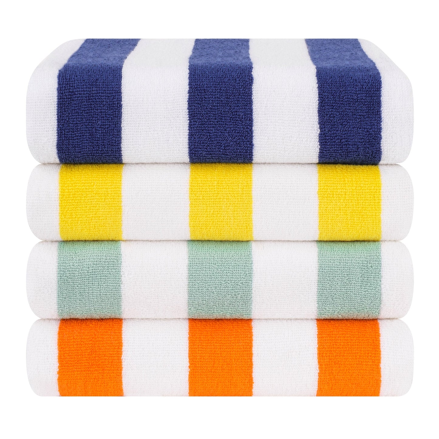 American Soft Linen, Premium Cotton 4 Pack Beach Towels, Cabana Striped - Mix Color - 8 Set Case Pack