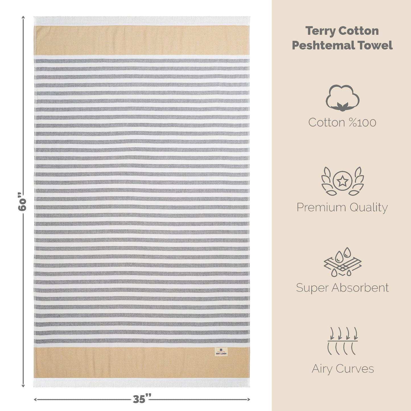 Mediterranean 100% Cotton Turkish Peshtemals, 35" x 60", Modern & Traditional Turkish Bath Towels