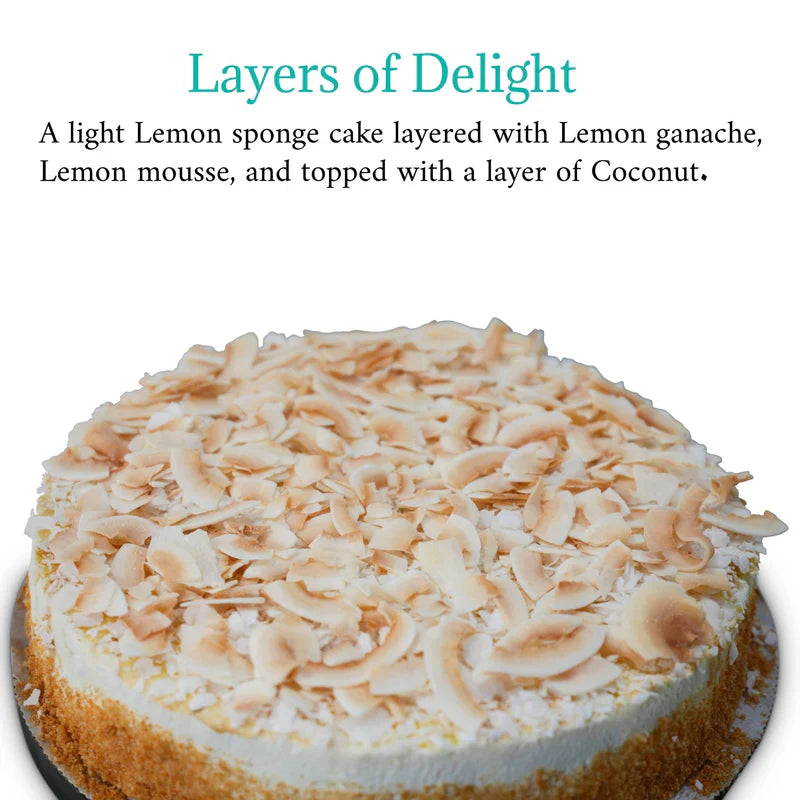 Andy Anand Chocolatier Gluten Free & Dairy Free Lemon Coconut Cake - Luxurious 9 Inch 2.9 lbs Gourmet Gift, Handcrafted with Fresh Natural Ingredients, No Preservatives, Ideal for Celebrations and Birthdays