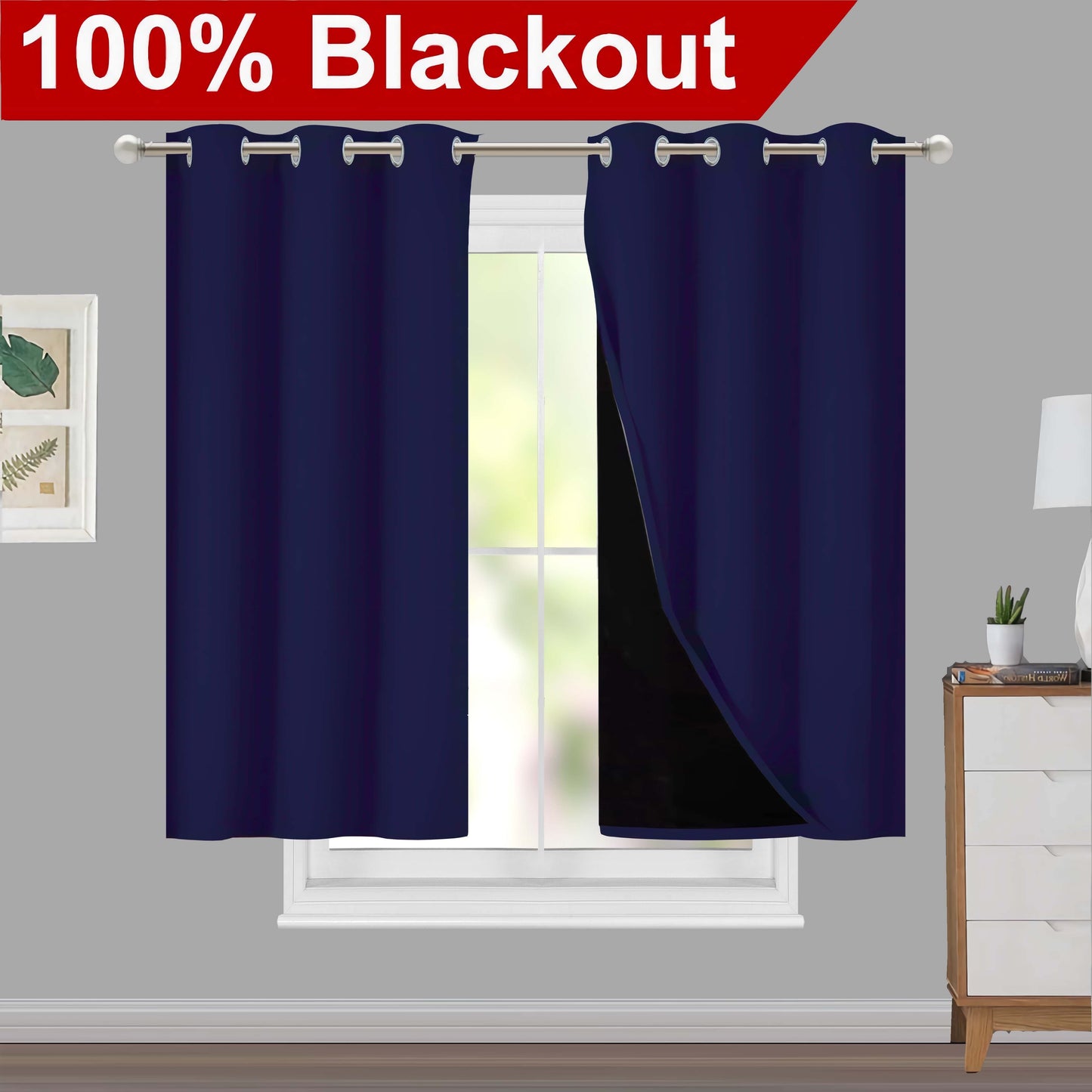 1pc Classic Blackout Curtains with Grommet Thermal Insulated Living Room Bedroom Kitchen Bathroom