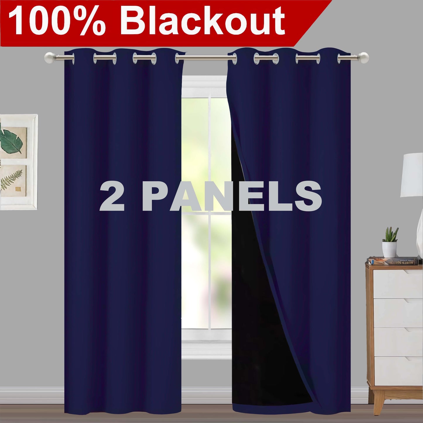1pc Classic Blackout Curtains with Grommet Thermal Insulated Living Room Bedroom Kitchen Bathroom