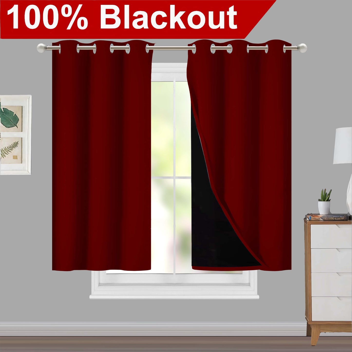 1pc Classic Blackout Curtains with Grommet Thermal Insulated Living Room Bedroom Kitchen Bathroom