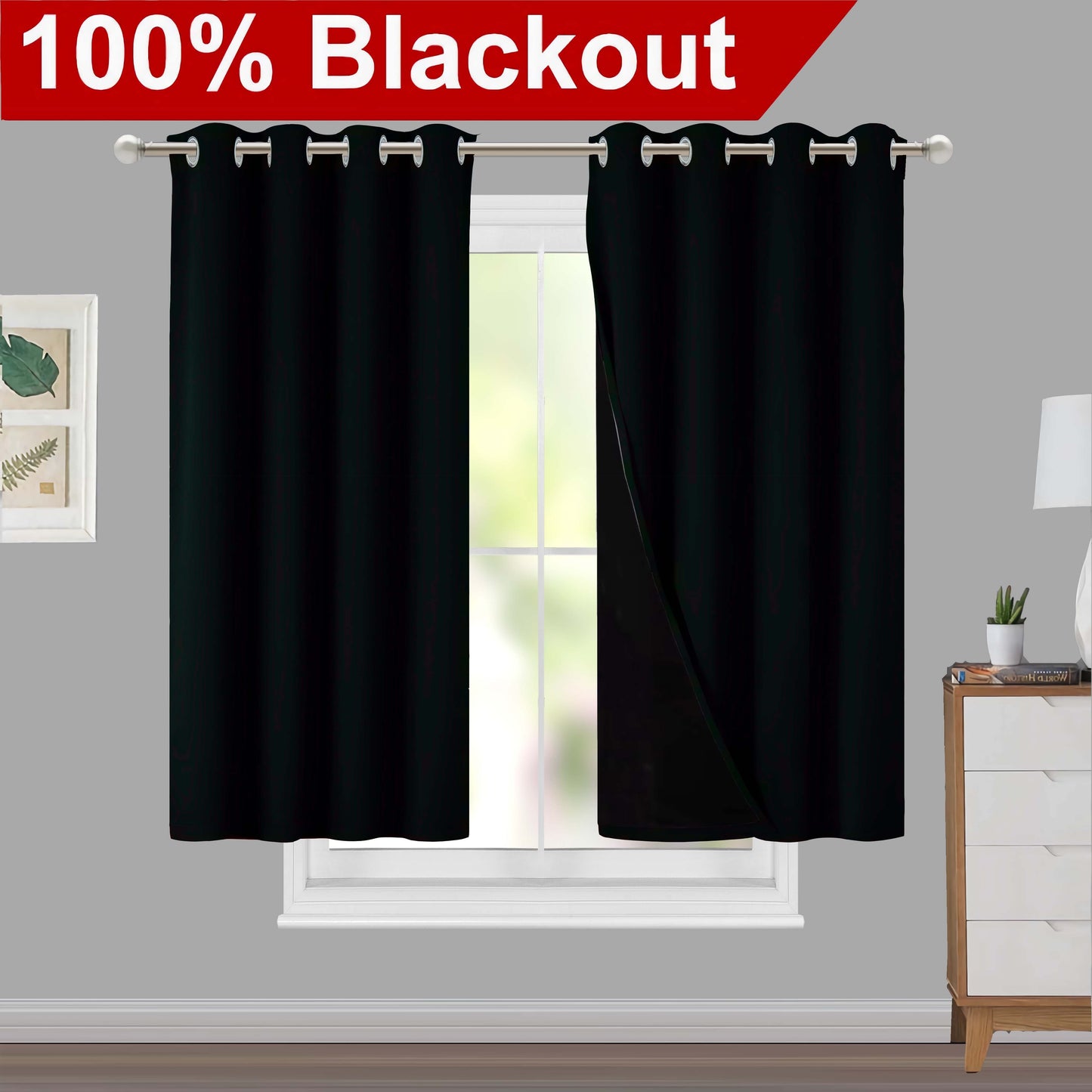 1pc Classic Blackout Curtains with Grommet Thermal Insulated Living Room Bedroom Kitchen Bathroom