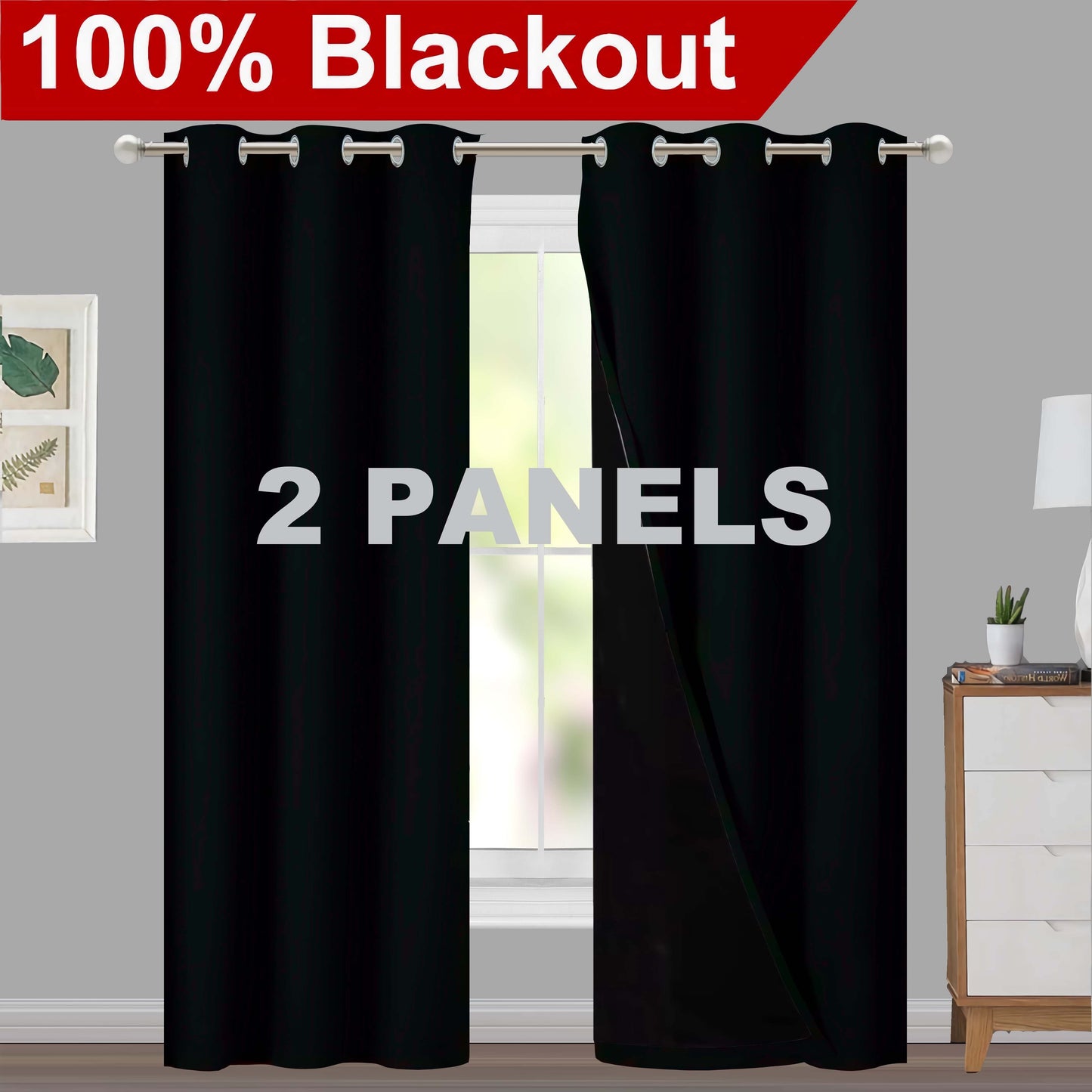 1pc Classic Blackout Curtains with Grommet Thermal Insulated Living Room Bedroom Kitchen Bathroom