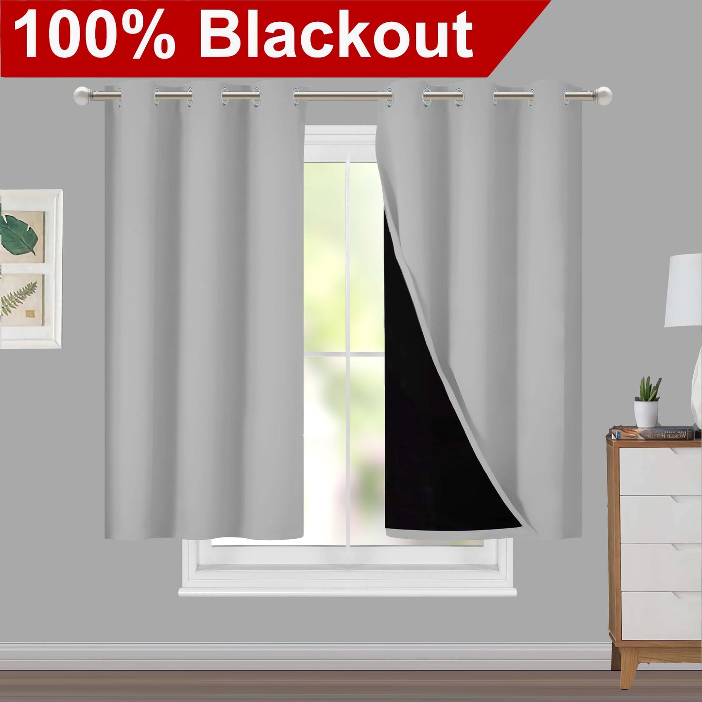 1pc Classic Blackout Curtains with Grommet Thermal Insulated Living Room Bedroom Kitchen Bathroom