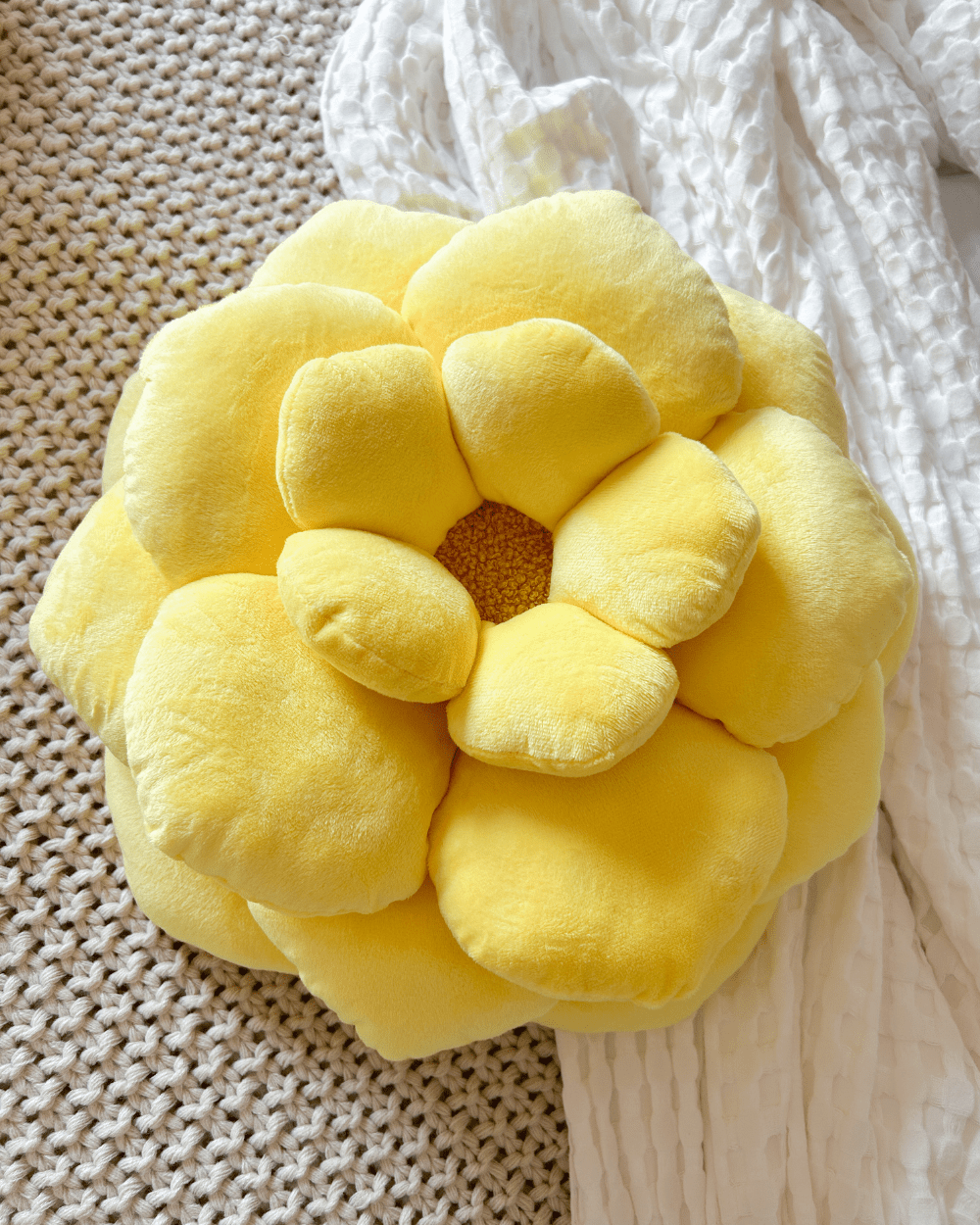 Camellia Plush Throw In Decor Flower Pillow