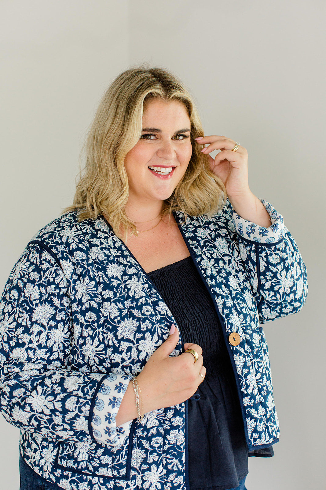 The Emily *Reversible* Quilted Jacket in French Navy - Final Sale