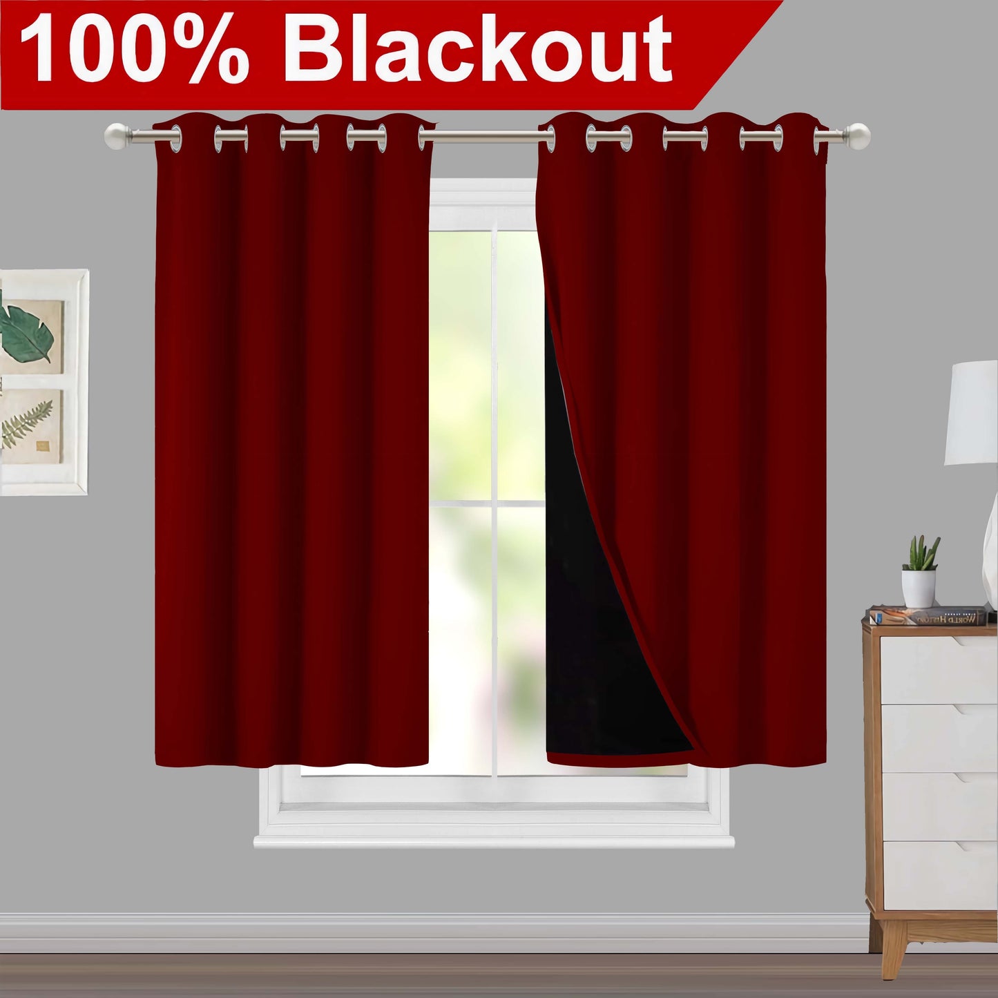 1pc Classic Blackout Curtains with Grommet Thermal Insulated Living Room Bedroom Kitchen Bathroom