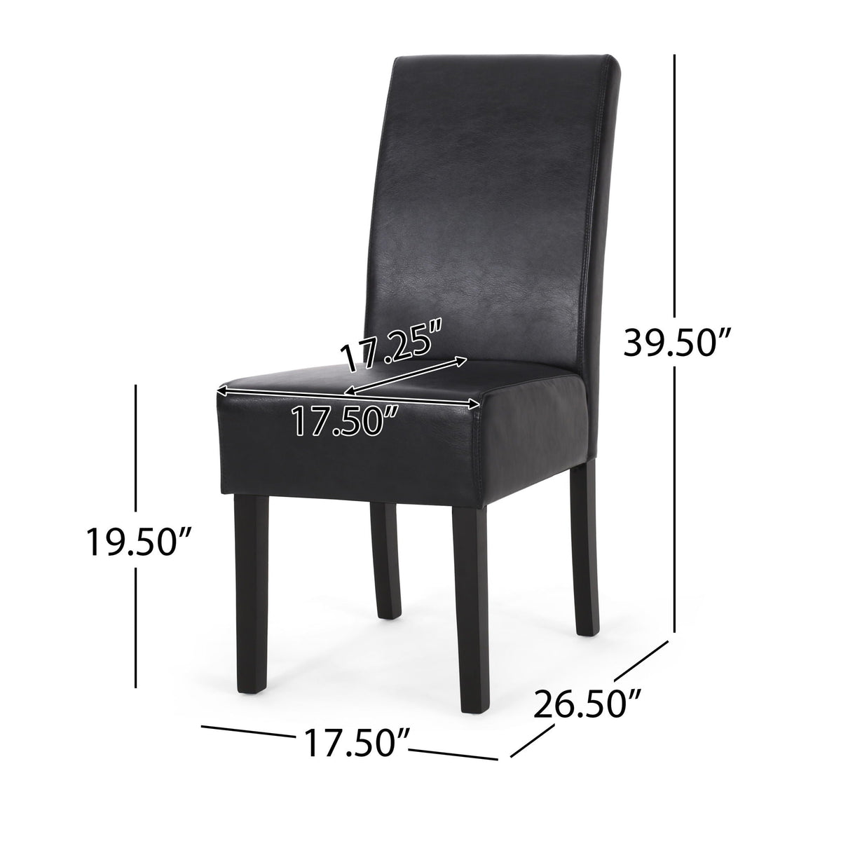Contemporary Dining Chair Set of 2 with Rubberwood Legs - Beige, Dark Brown, Black