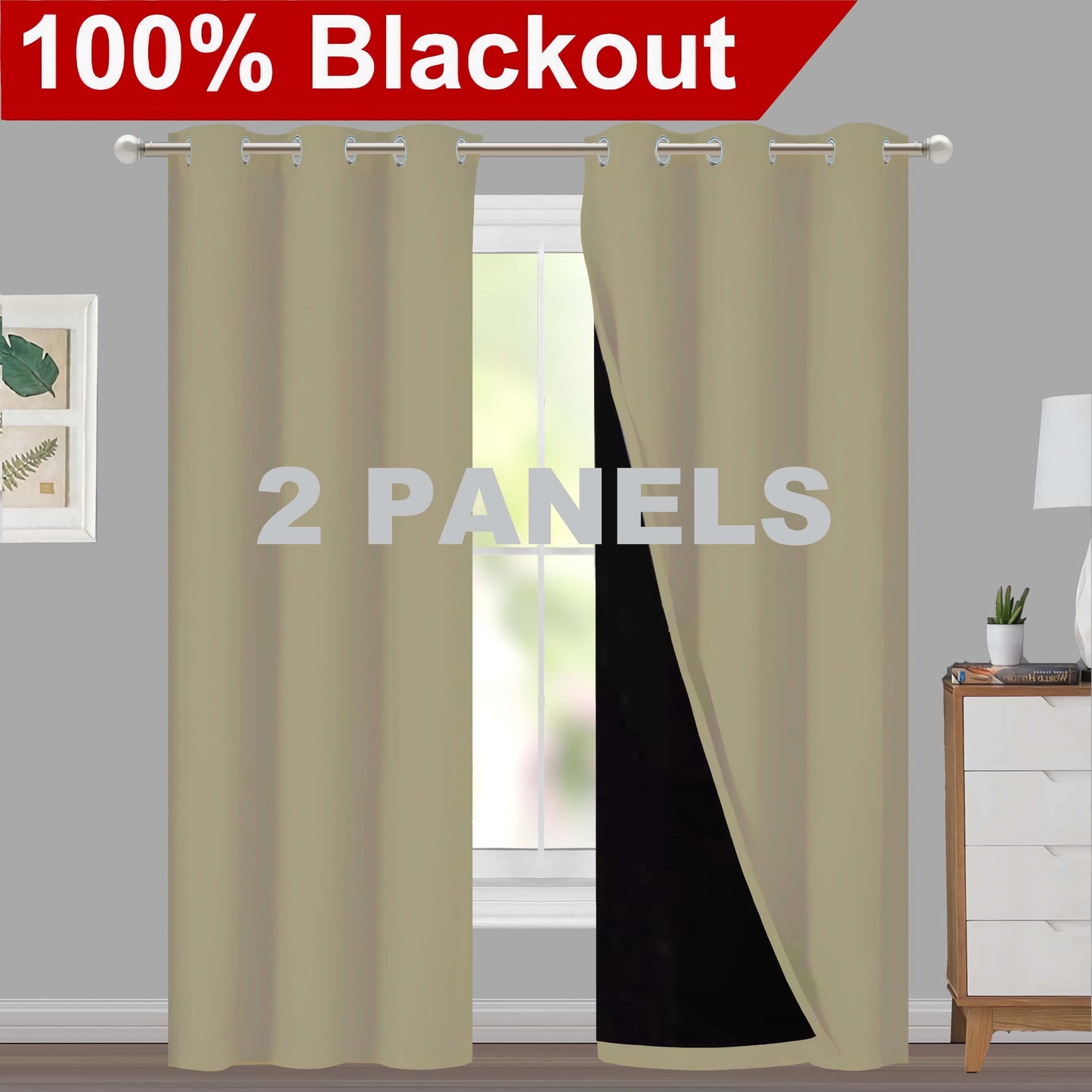 1pc Classic Blackout Curtains with Grommet Thermal Insulated Living Room Bedroom Kitchen Bathroom