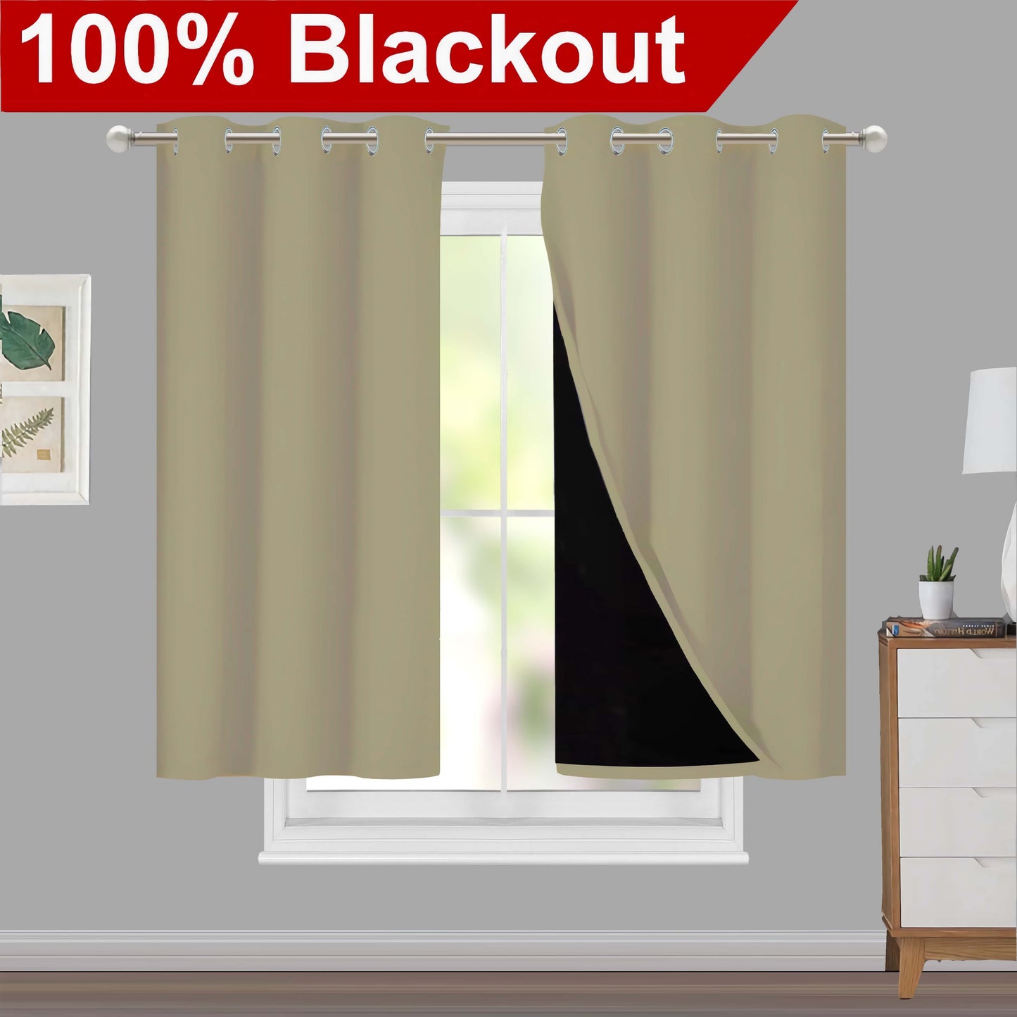 1pc Classic Blackout Curtains with Grommet Thermal Insulated Living Room Bedroom Kitchen Bathroom