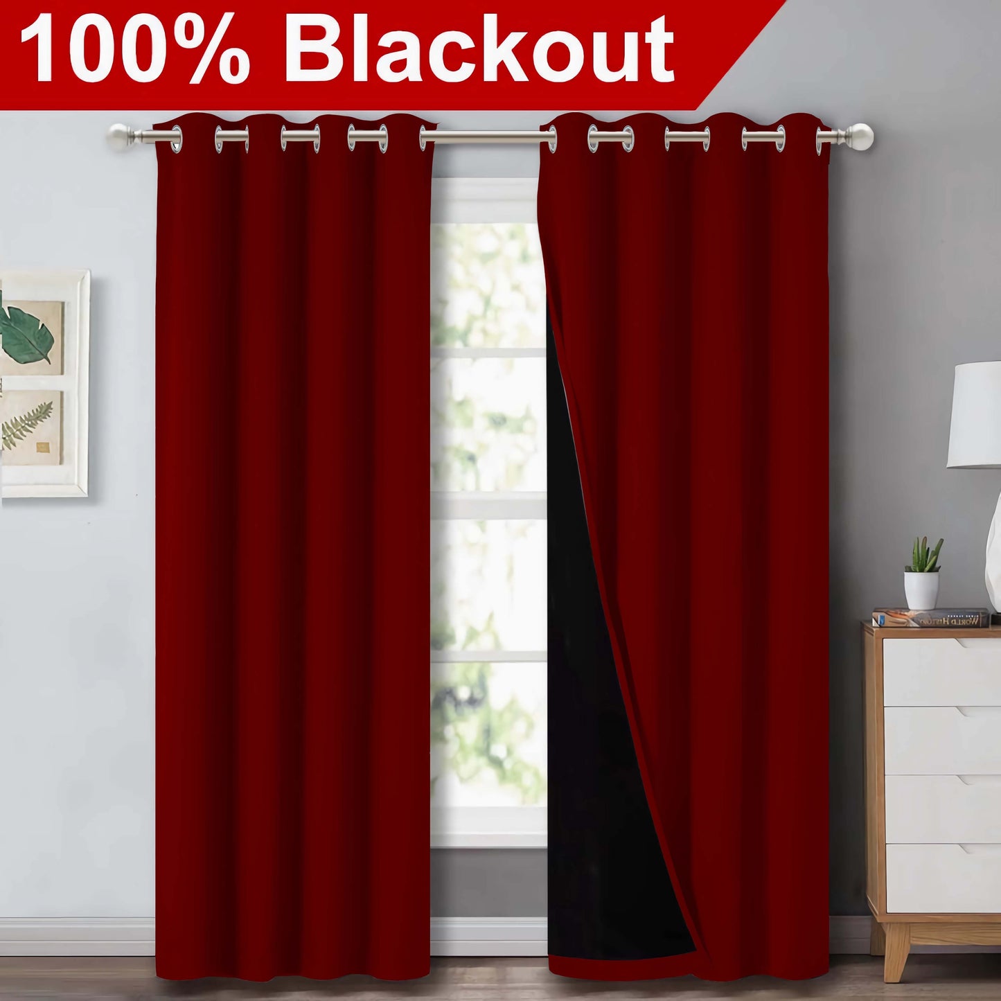 1pc Classic Blackout Curtains with Grommet Thermal Insulated Living Room Bedroom Kitchen Bathroom