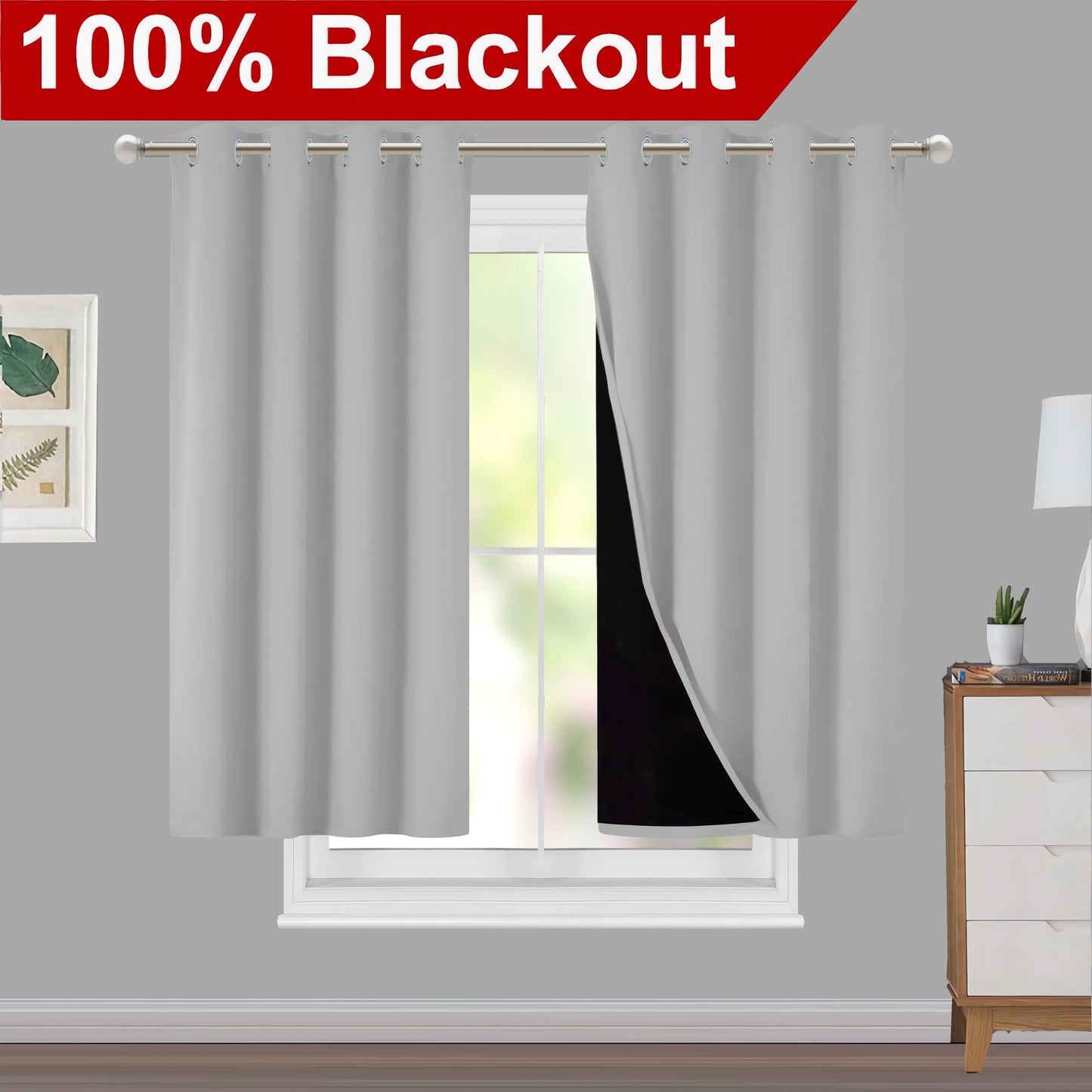 1pc Classic Blackout Curtains with Grommet Thermal Insulated Living Room Bedroom Kitchen Bathroom