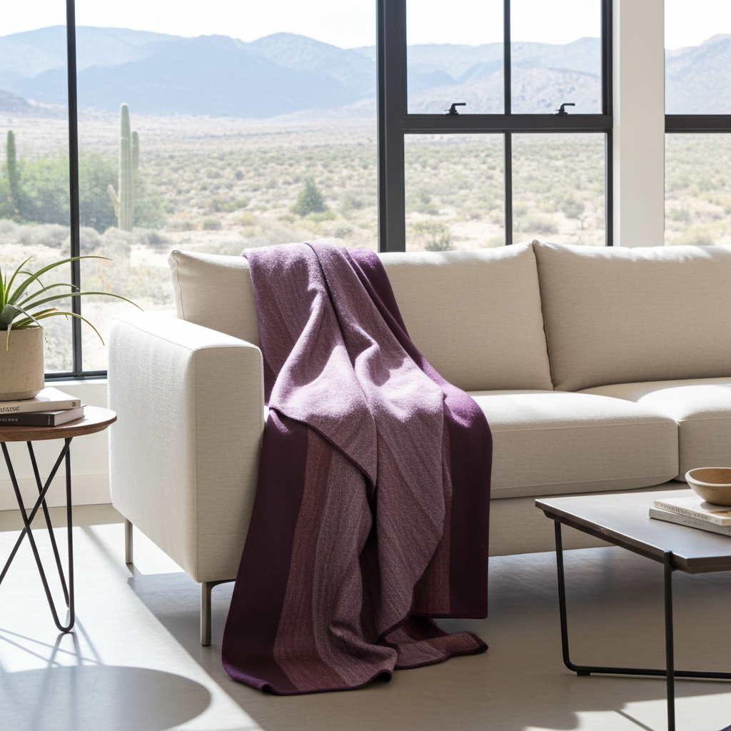Alpaca Throw Blanket Handwoven From Ecuador - Deep Purples - Nawi Collection