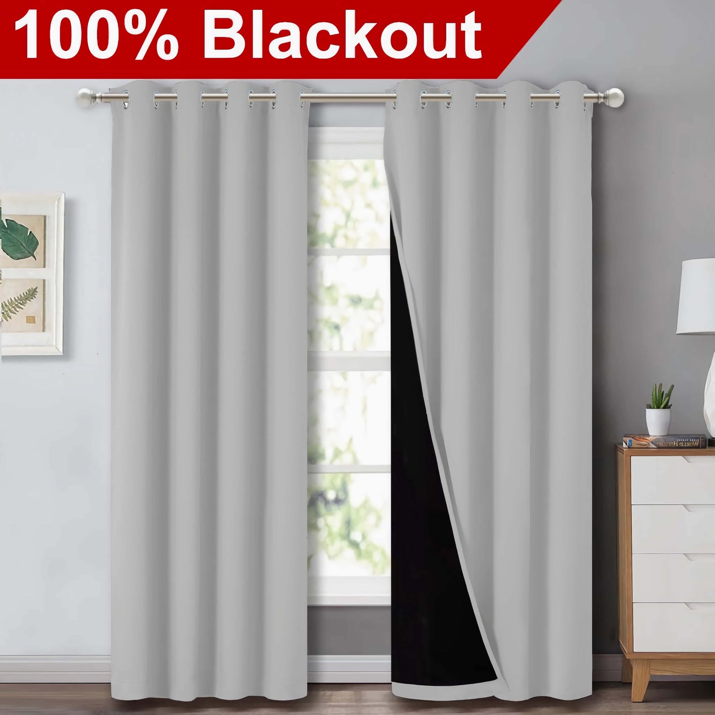 1pc Classic Blackout Curtains with Grommet Thermal Insulated Living Room Bedroom Kitchen Bathroom