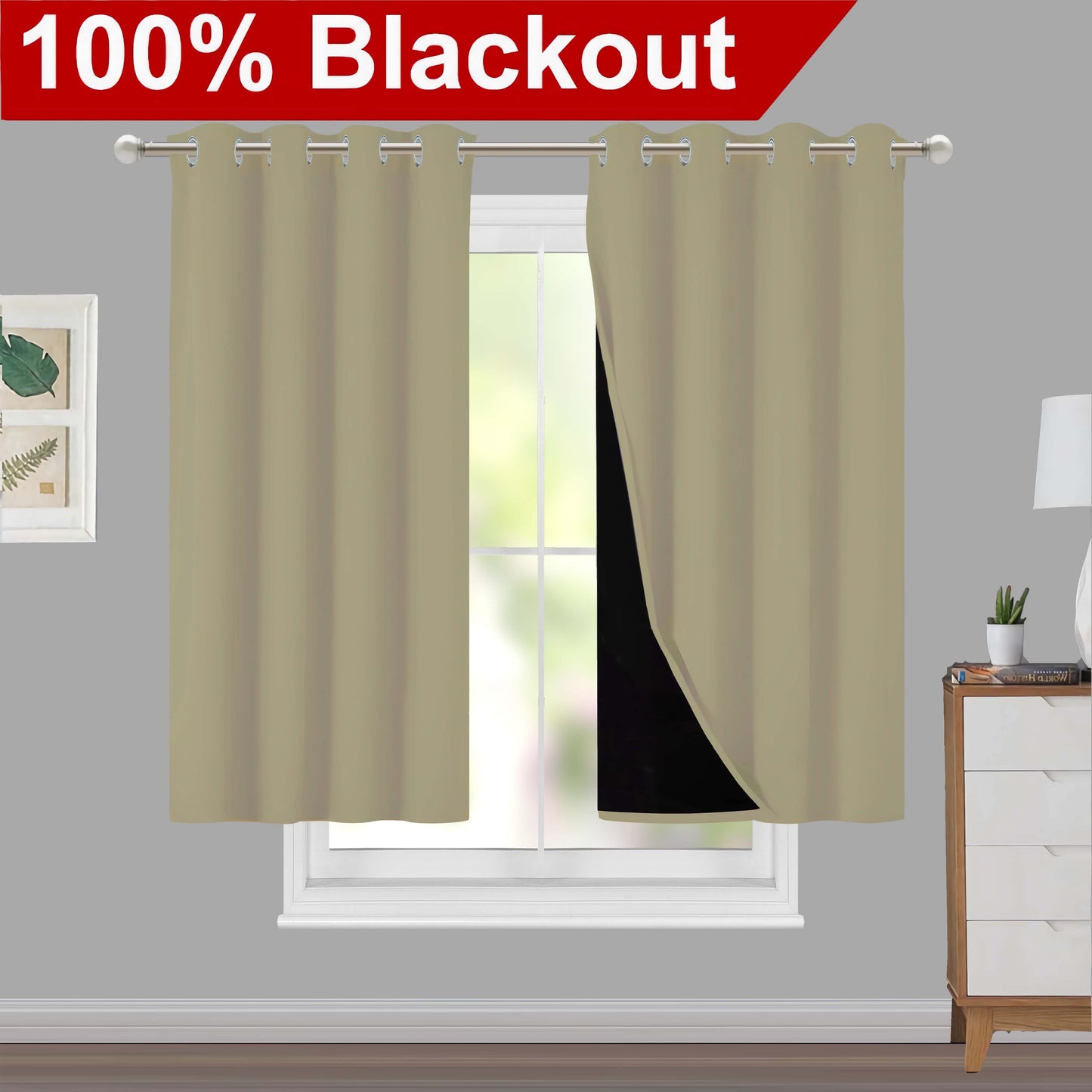 1pc Classic Blackout Curtains with Grommet Thermal Insulated Living Room Bedroom Kitchen Bathroom
