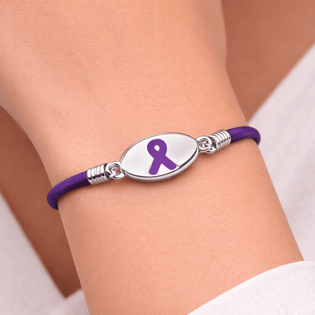 Testicular Cancer Awareness Stretch Bracelets | Purple Ribbon