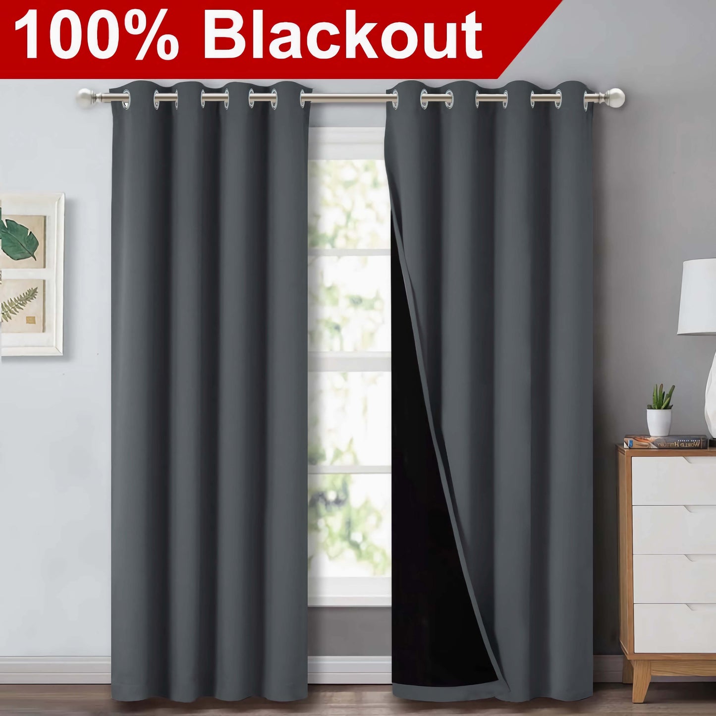 1pc Classic Blackout Curtains with Grommet Thermal Insulated Living Room Bedroom Kitchen Bathroom