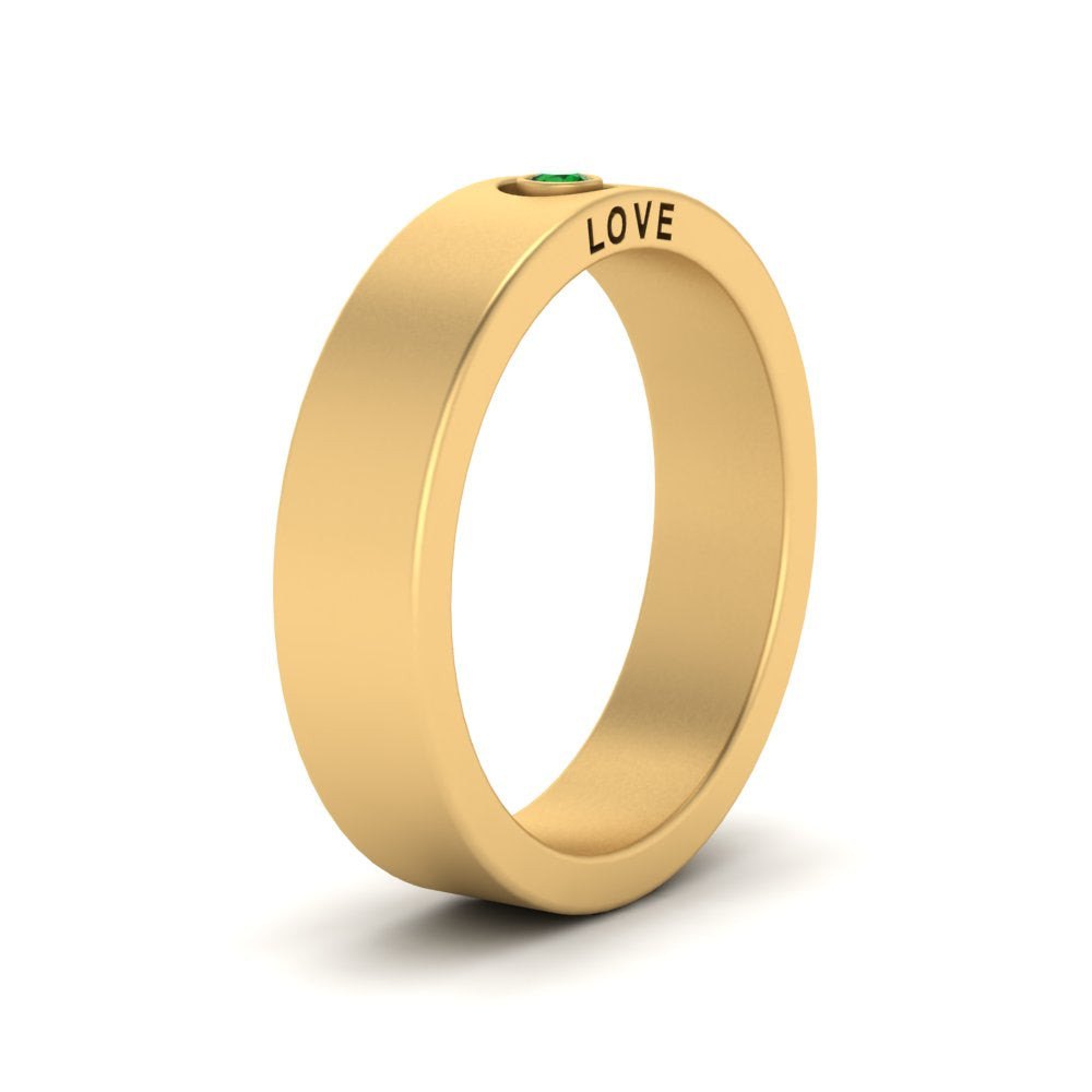 Flat Single Stone Mens Band Engraved